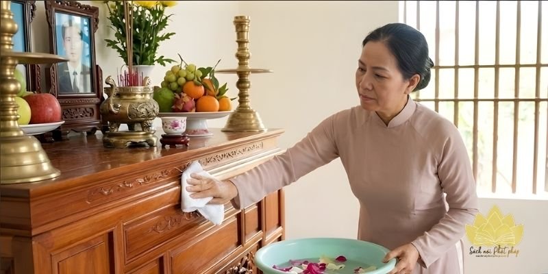 Lau dọn bàn thờ giúp thanh lọc tâm và không gian