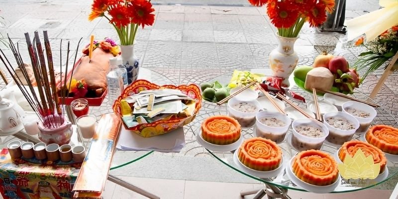 Mâm lễ khai trương với đầy đủ vật phẩm cần thiết